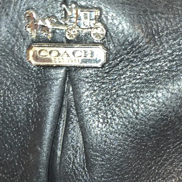 Coach Midsize Black Leather Tote Bag - Picture 2 of 16